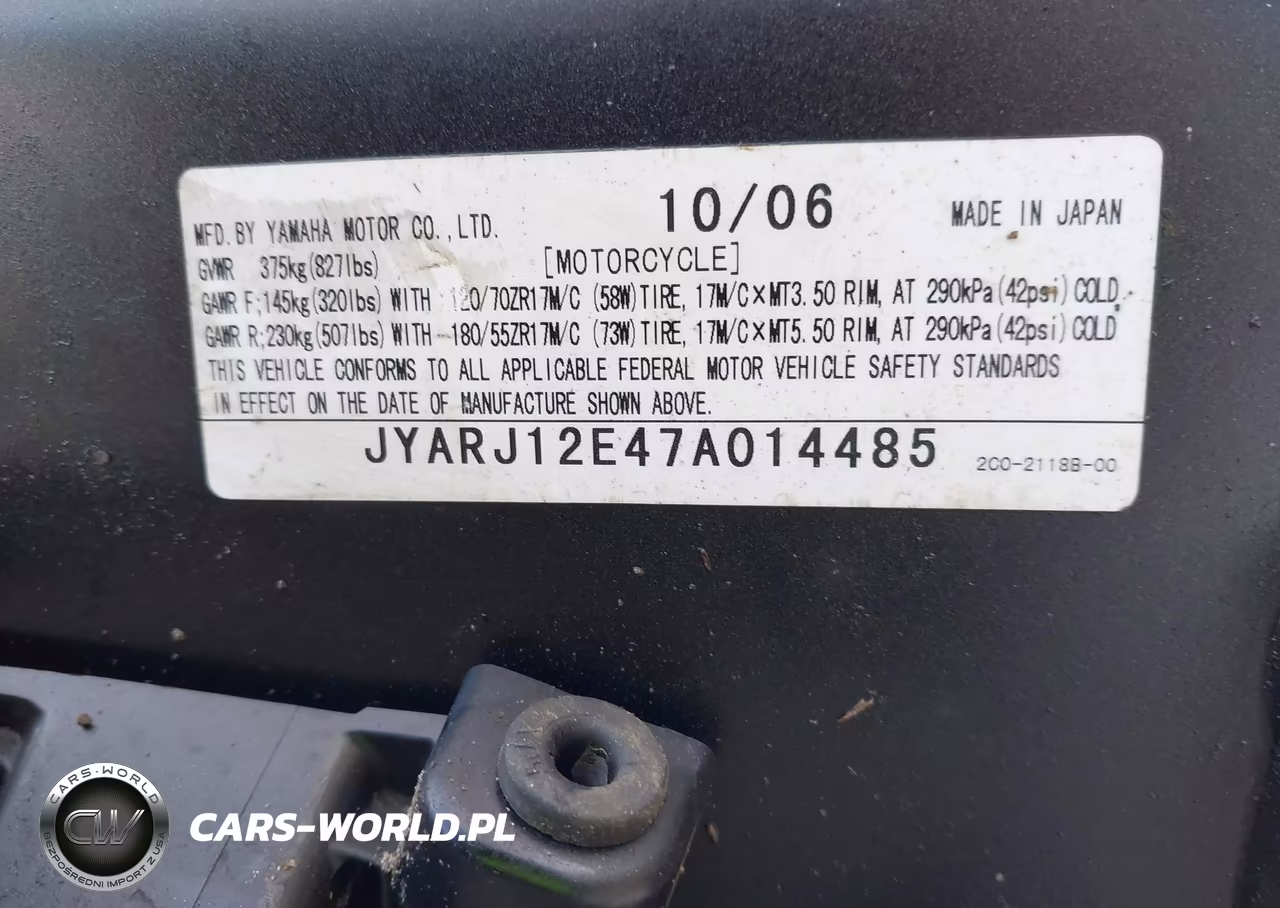 2007 Yamaha Yzfr6 L VIN:JYARJ12E47A014485 - 10