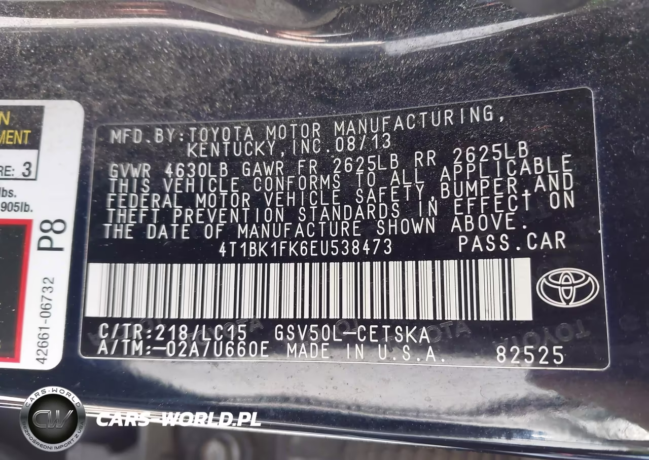 2014 Toyota Camry Se V6 VIN:4T1BK1FK6EU538473 - 9