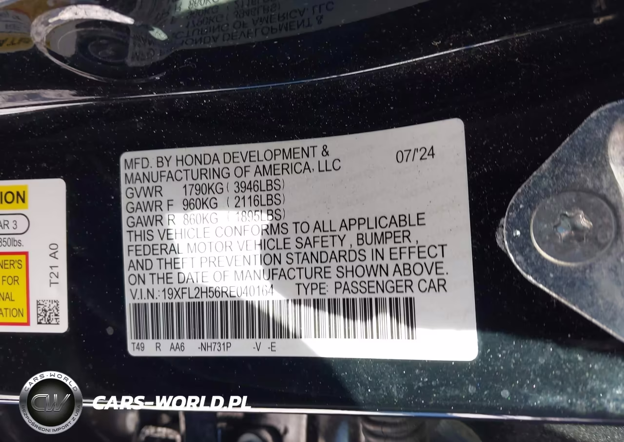 2024 Honda Civic Lx VIN:19XFL2H56RE040164 - 9