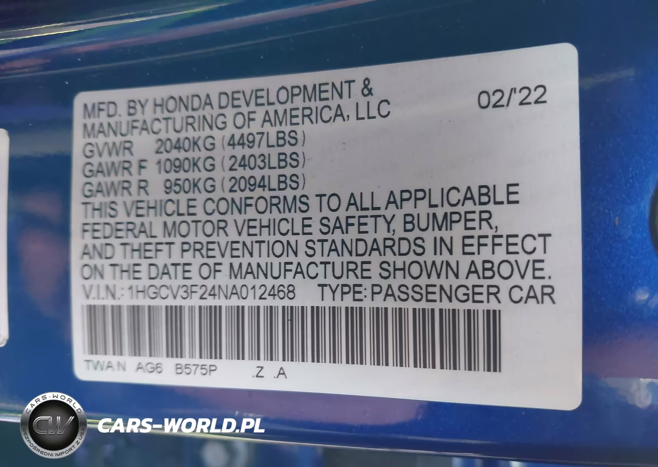 2022 Honda Accord Hybrid Sport VIN:1HGCV3F24NA012468 - 9