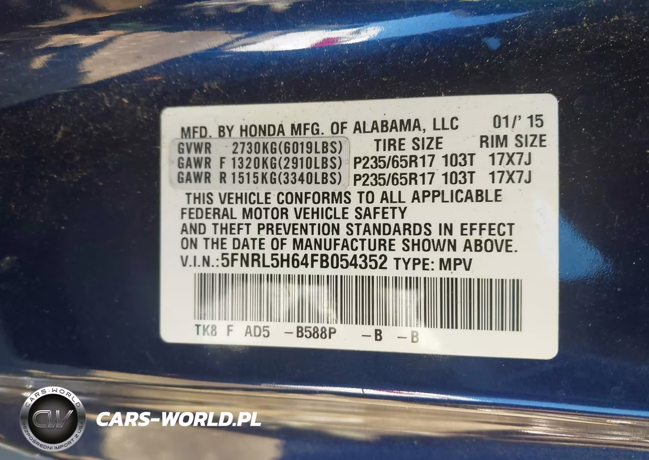 2015 Honda Odyssey Ex-L VIN:5FNRL5H64FB054352 - 9