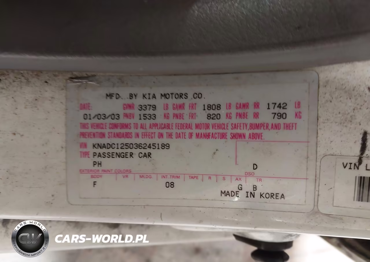 2003 Kia Rio VIN:KNADC125036245189 - 9