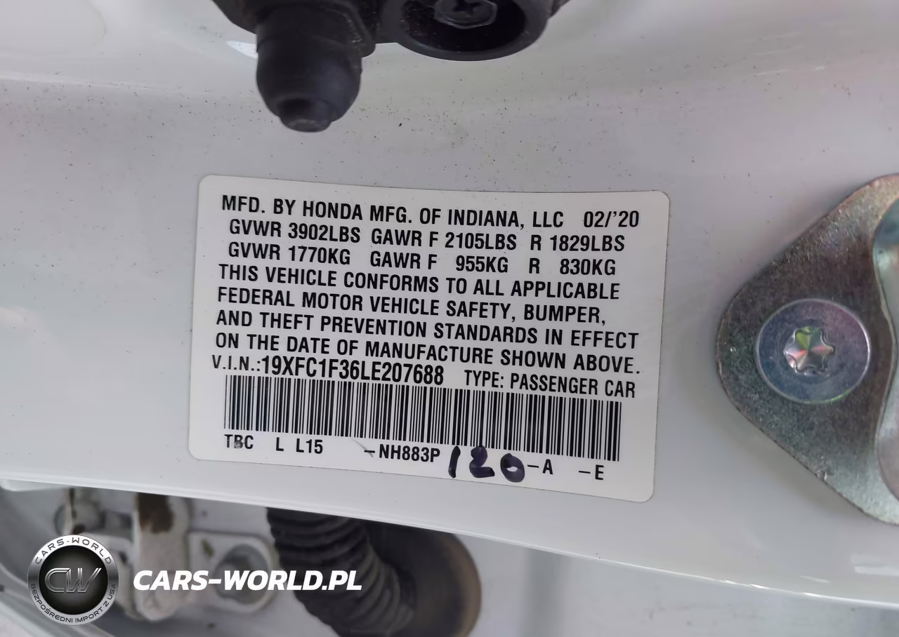 2020 Honda Civic Ex VIN:19XFC1F36LE207688 - 9