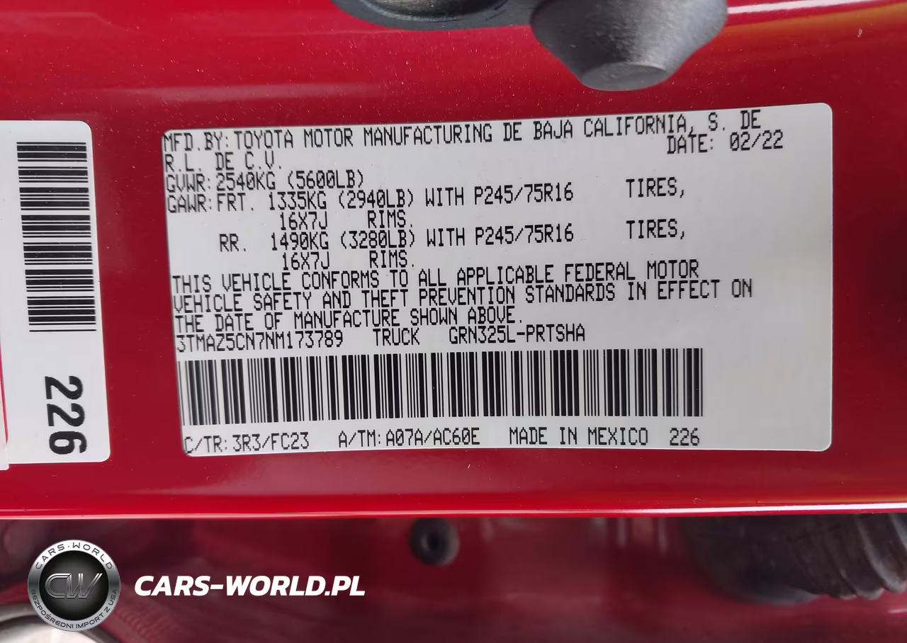 2022 Toyota Tacoma Sr5 V6 VIN:3TMAZ5CN7NM173789 - 9