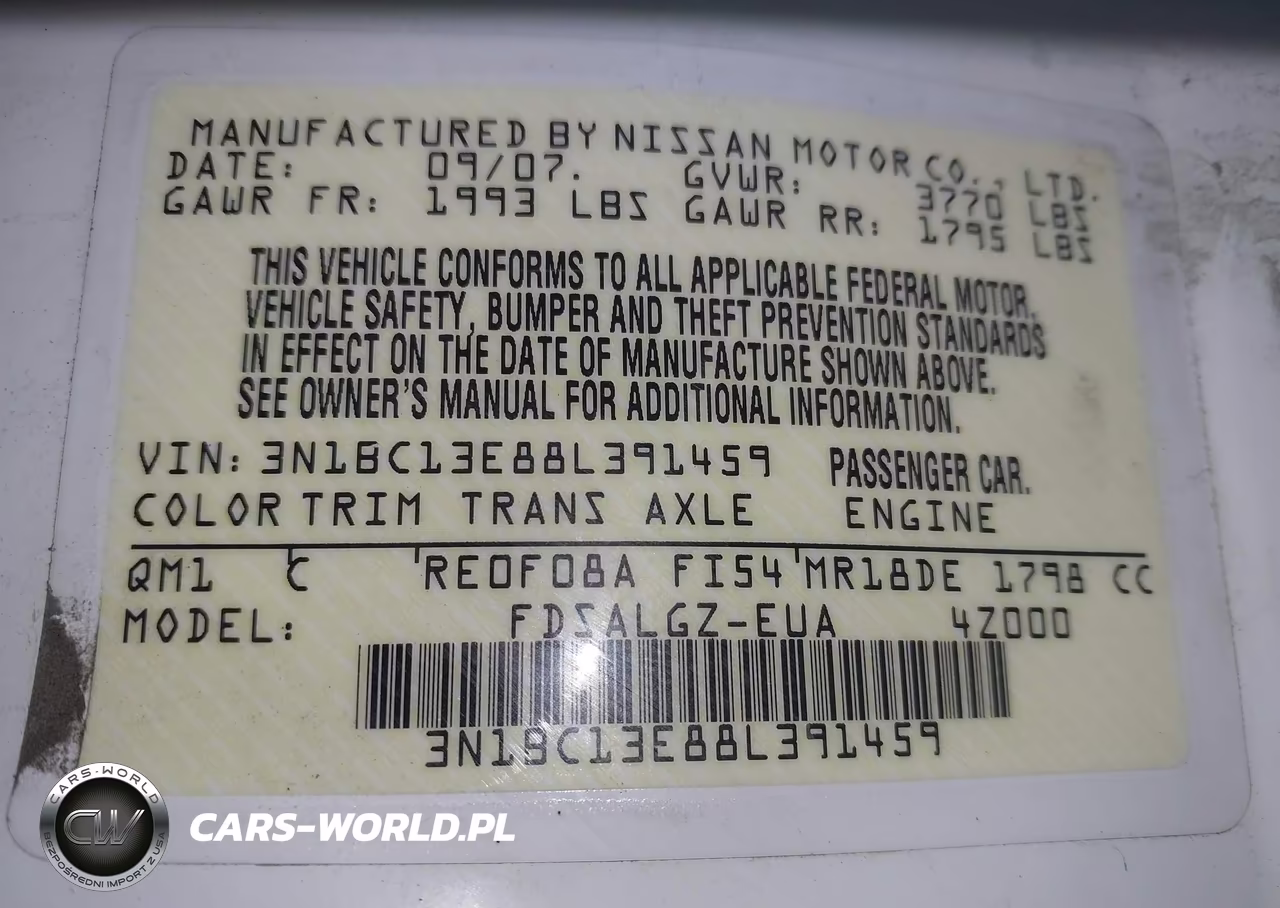 2008 Nissan Versa 1.8Sl VIN:3N1BC13E88L391459 - 9