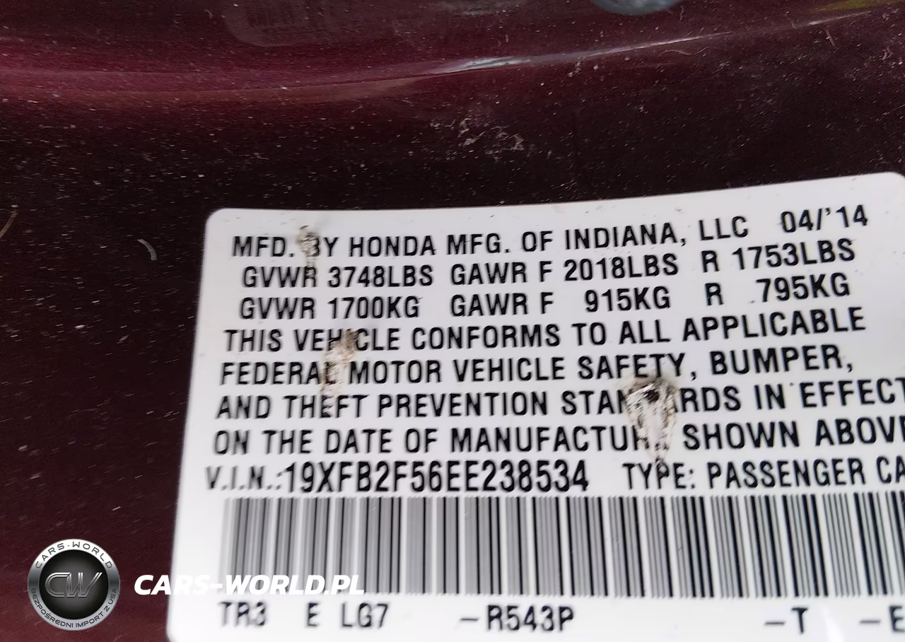 2014 Honda Civic Lx VIN:19XFB2F56EE238534 - 9