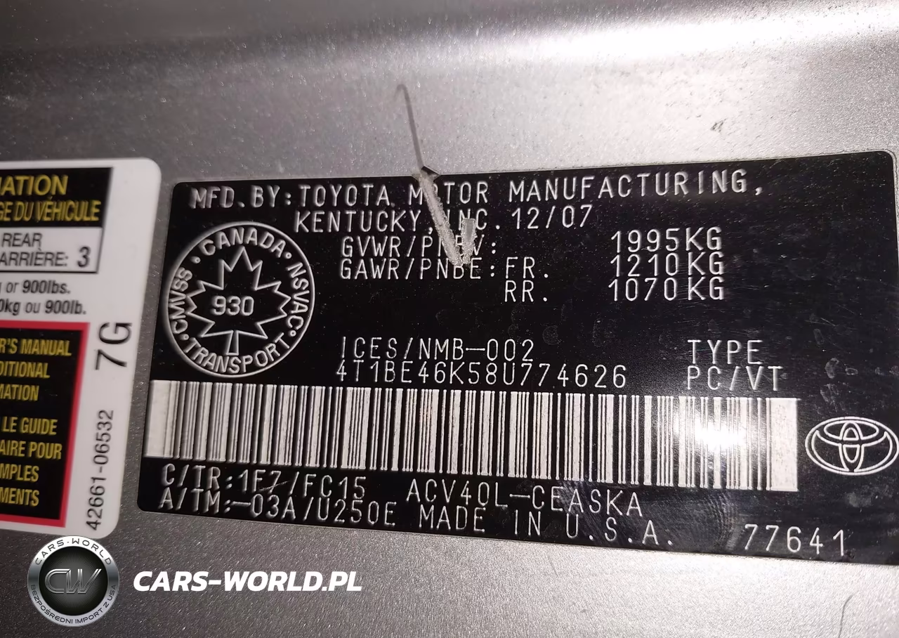 2008 Toyota Camry Le-Se-Xle VIN:4T1BE46K58U774626 - 9