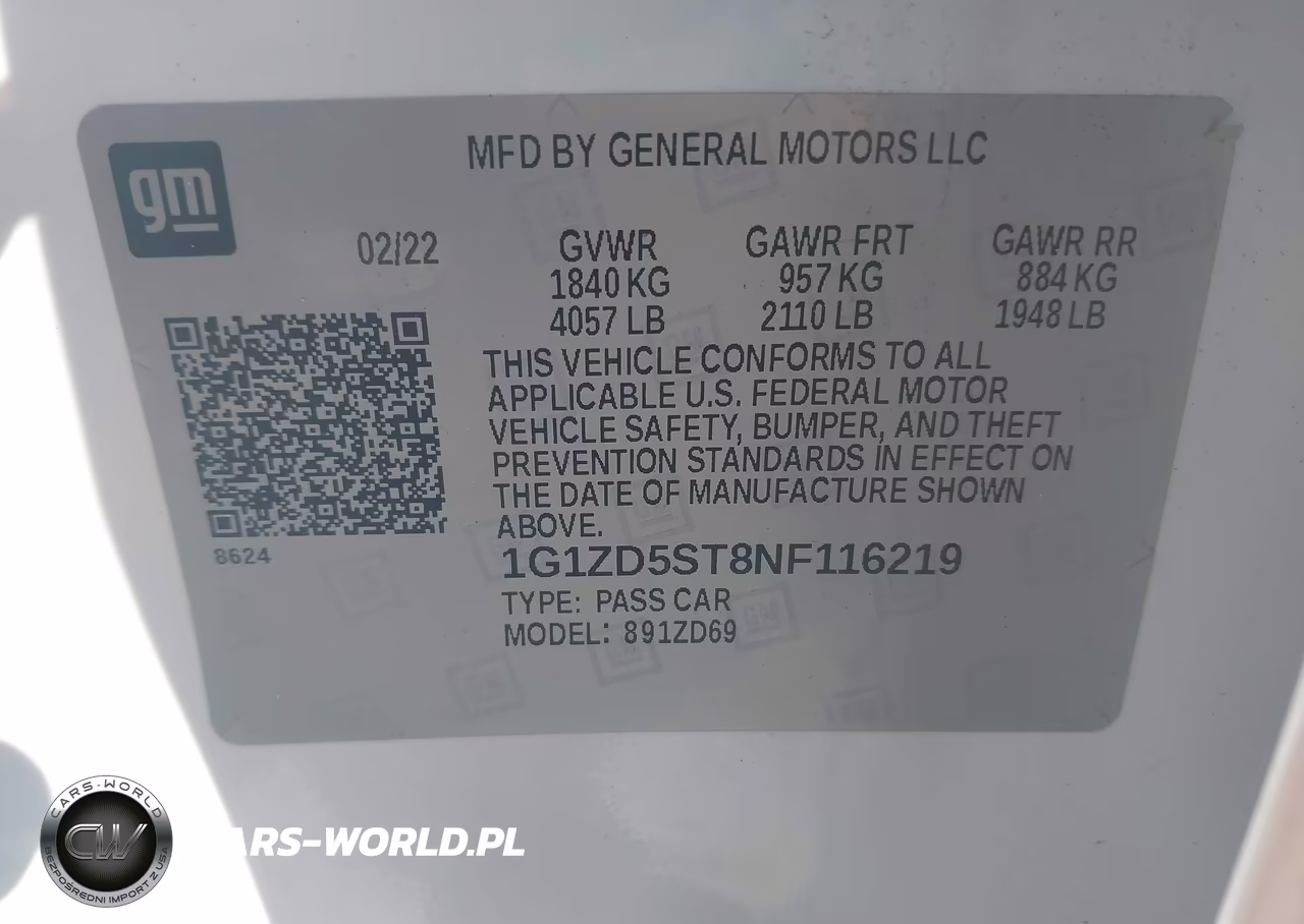 2022 Chevrolet Malibu Fwd Lt VIN:1G1ZD5ST8NF116219 - 9