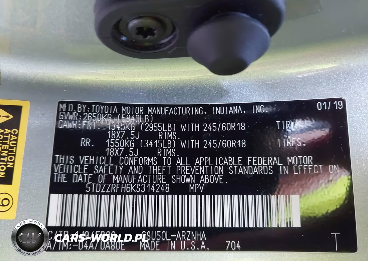 2019 Toyota Highlander Le VIN:5TDZZRFH6KS314248 - 9