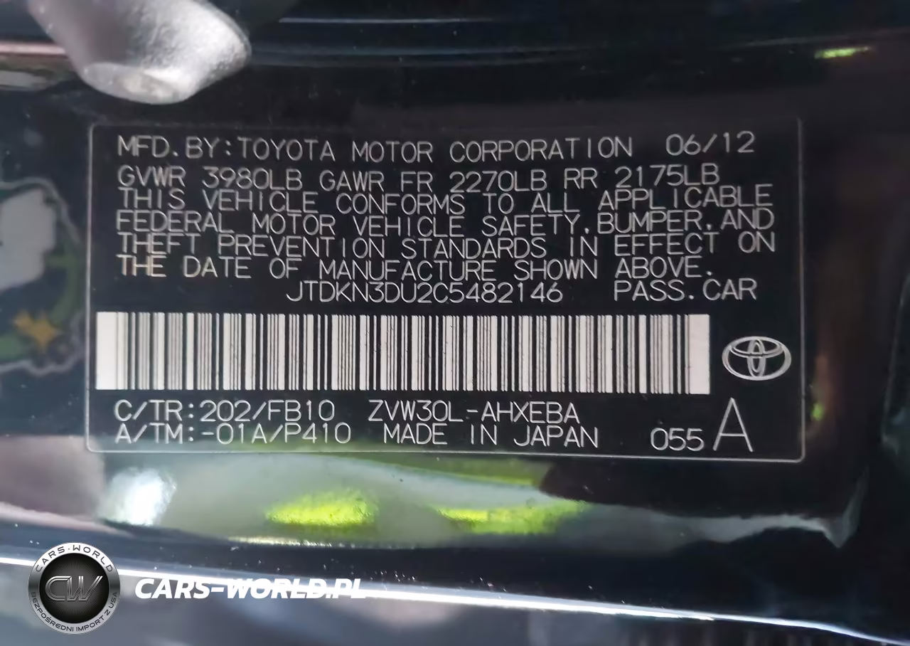 2012 Toyota Prius Two VIN:JTDKN3DU2C5482146 - 9