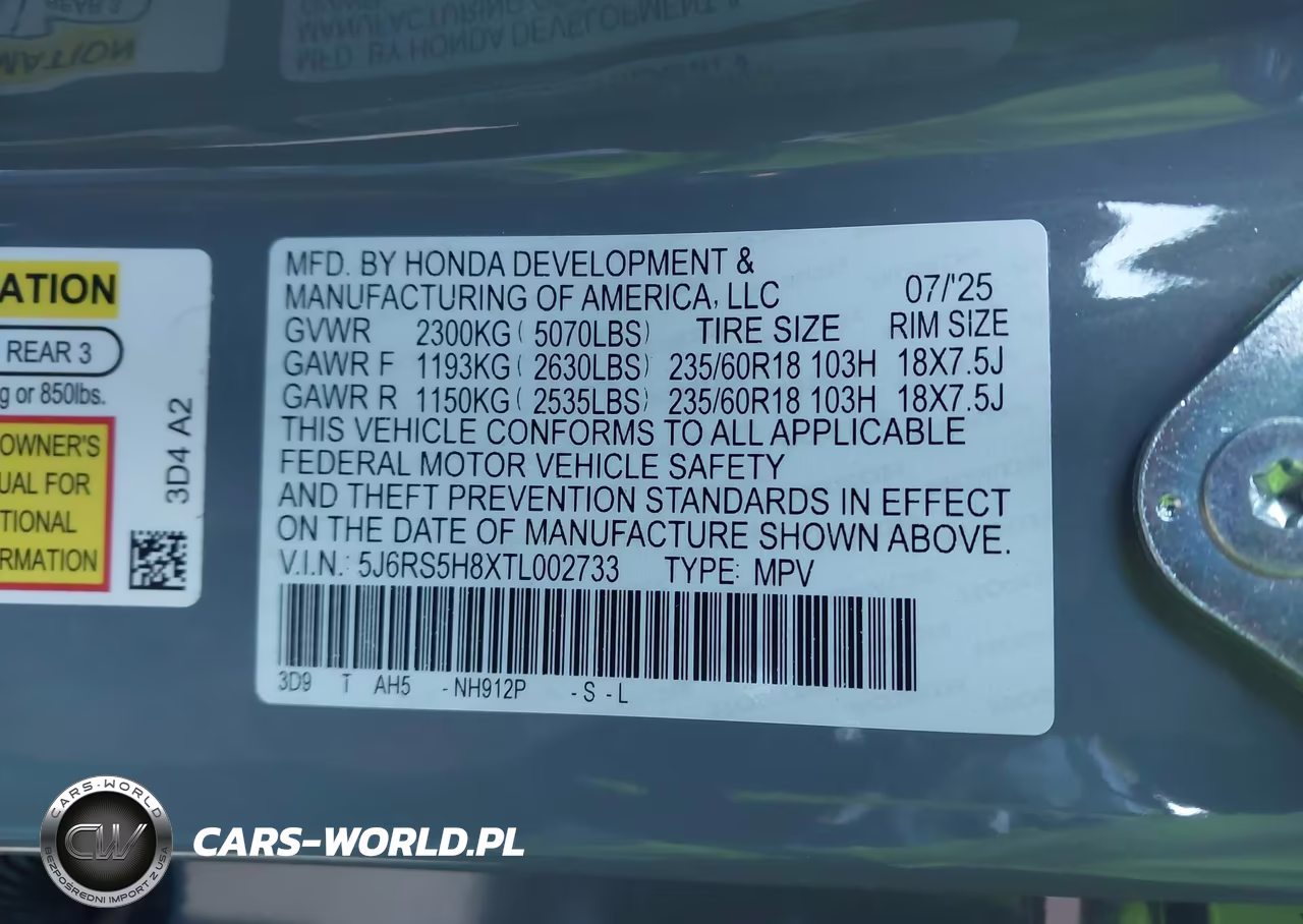 2026 Honda Cr-V Hybrid 2Wd Sport-L VIN:5J6RS5H8XTL002733 - 9