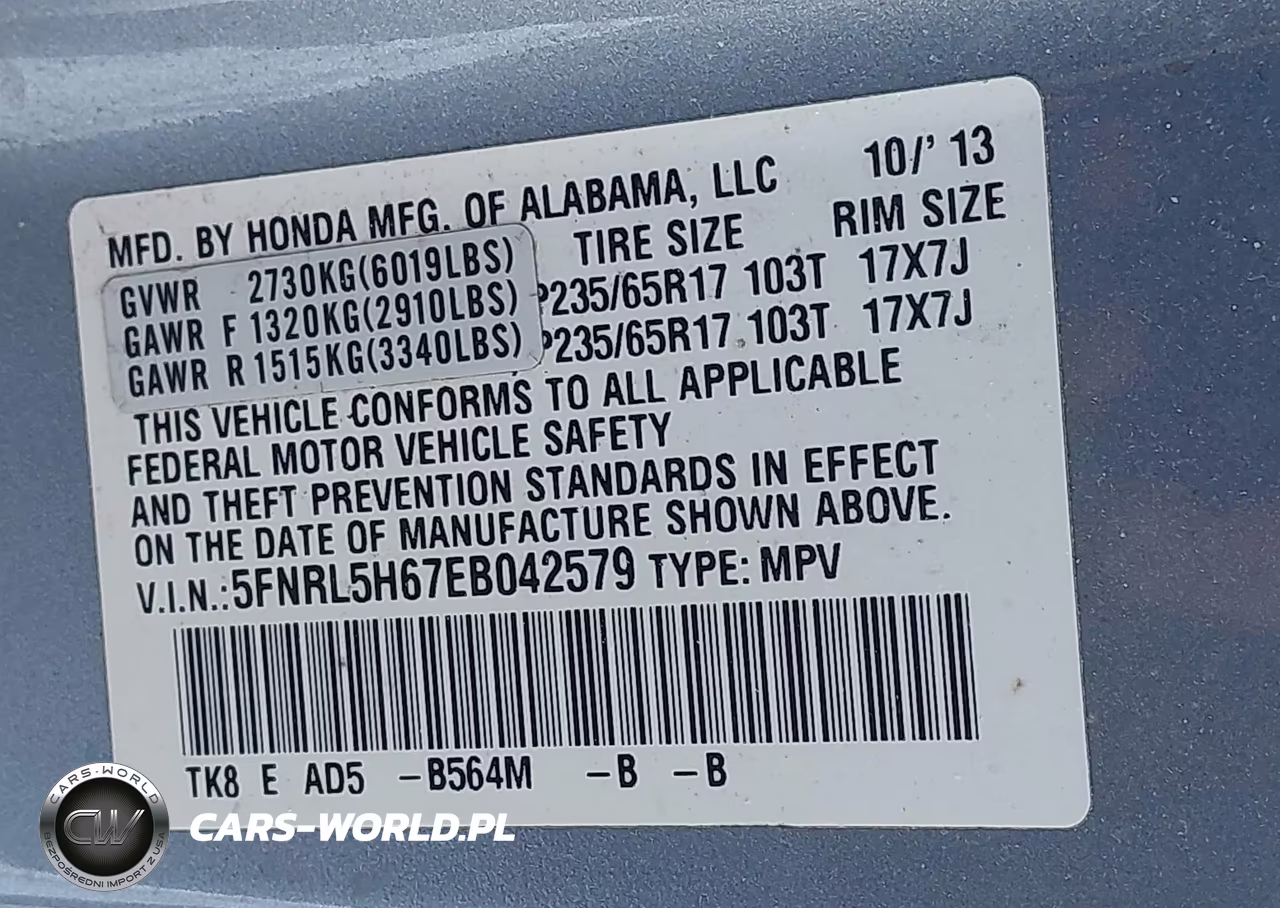 2014 Honda Odyssey Ex-L VIN:5FNRL5H67EB042579 - 9