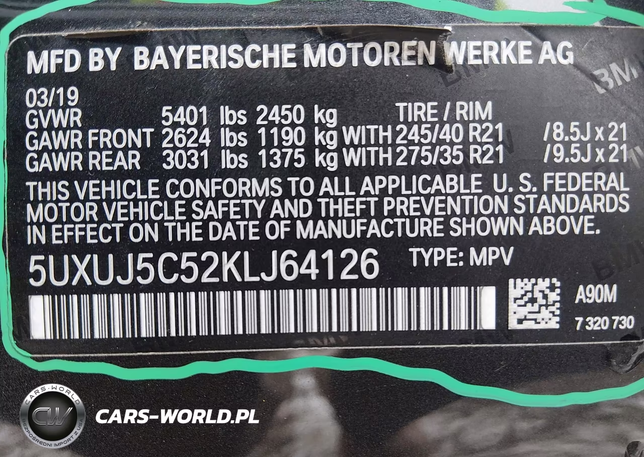2019 BMW X4 M40I VIN:5UXUJ5C52KLJ64126 - 9