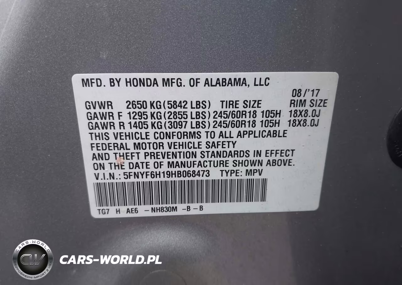 2017 Honda Pilot Lx VIN:5FNYF6H19HB068473 - 9