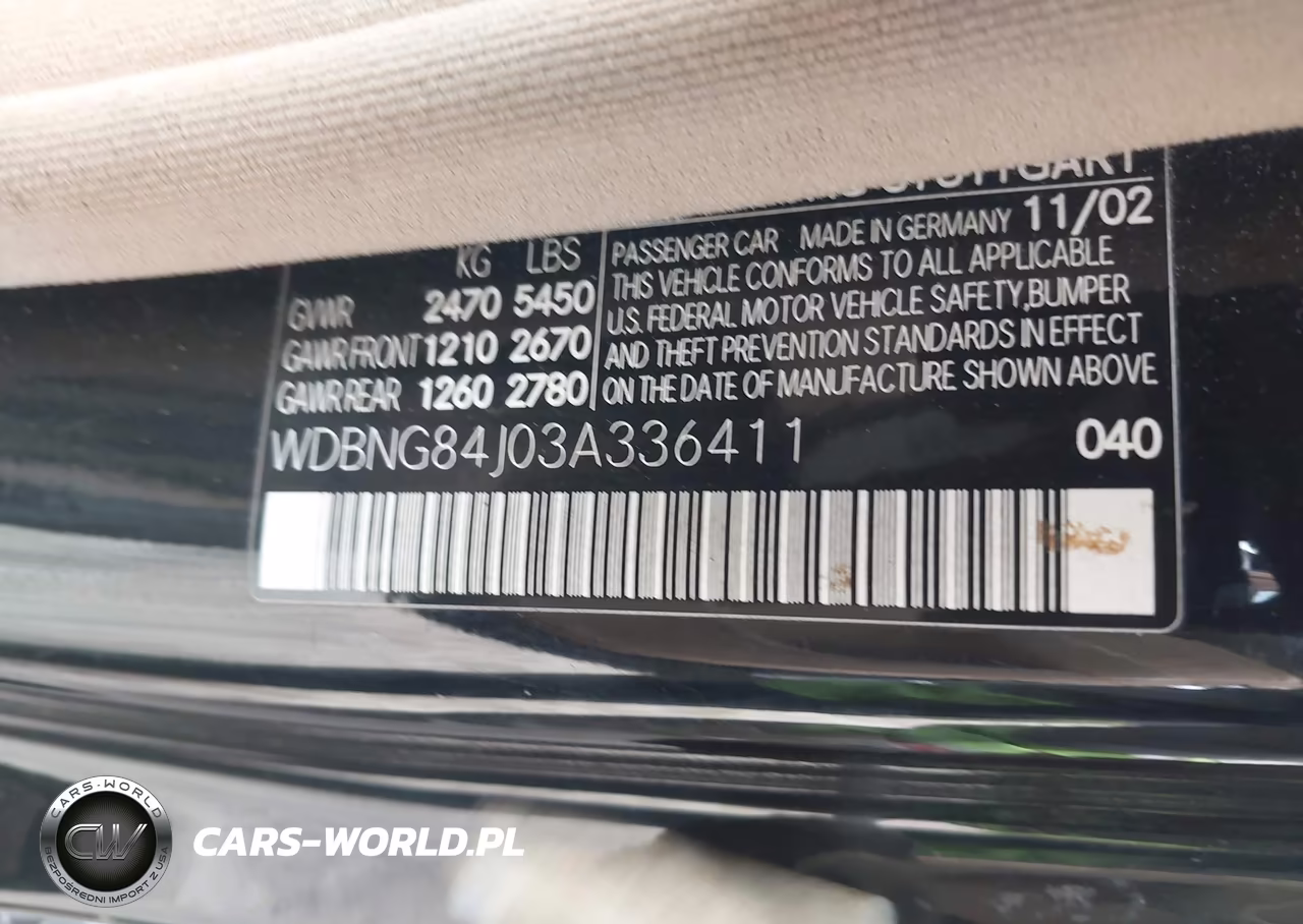 2003 Mercedes-Benz S 500 VIN:WDBNG84J03A336411 - 9