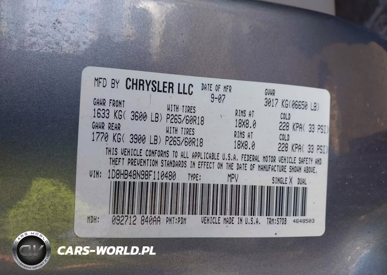 2008 Dodge Durango Slt VIN:1D8HB48N98F110480 - 9