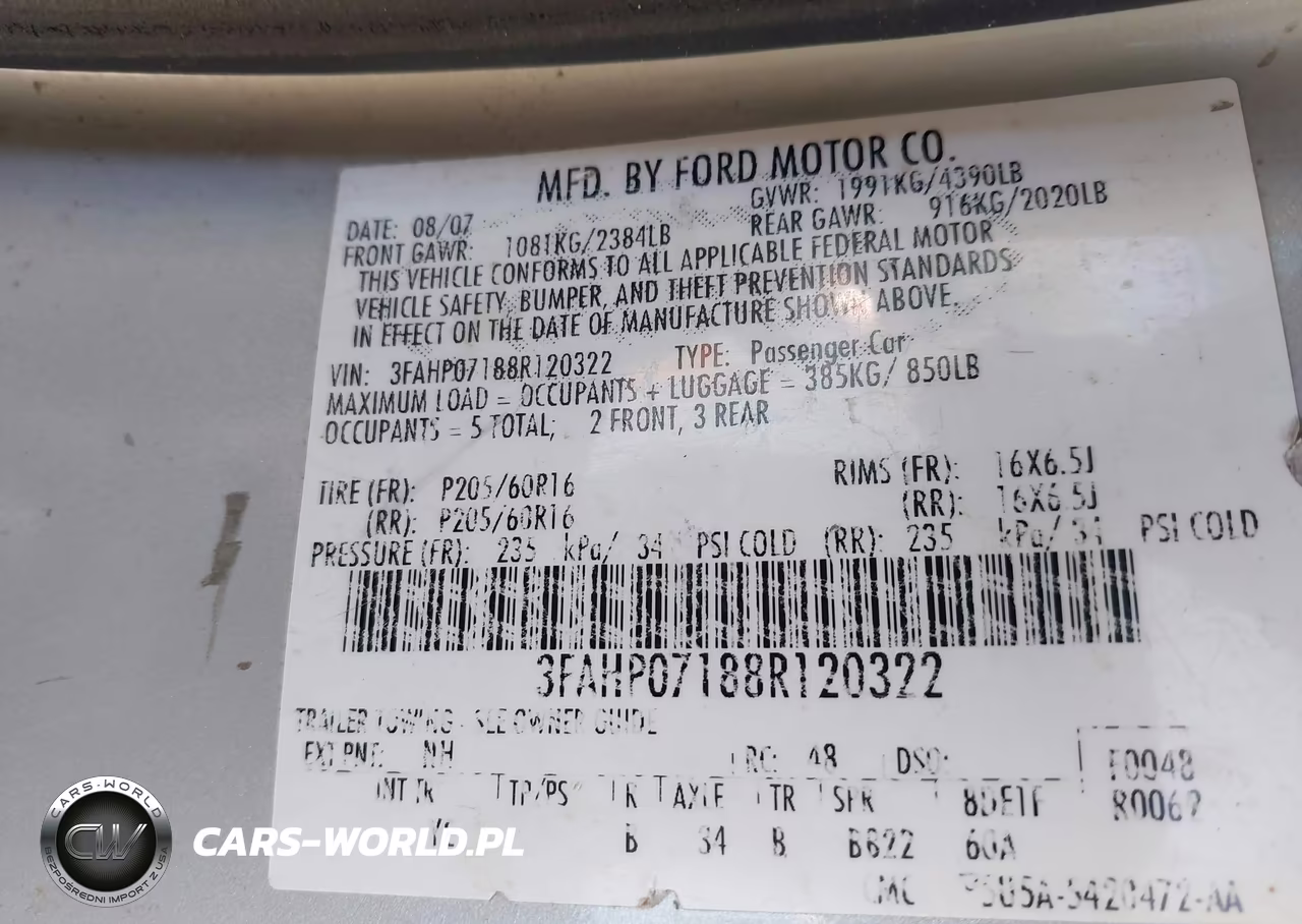 2008 Ford Fusion Se VIN:3FAHP07188R120322 - 9