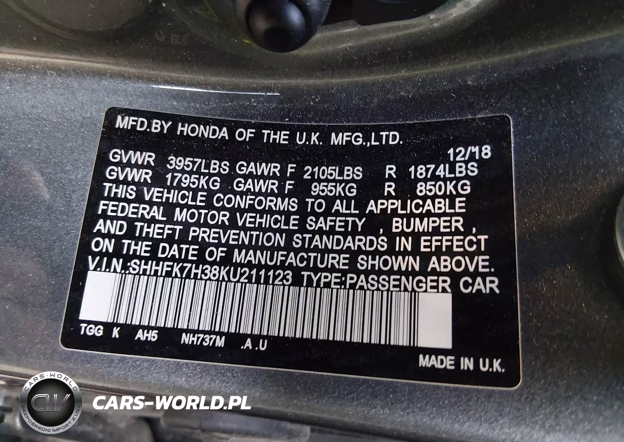 2019 Honda Civic Lx VIN:SHHFK7H38KU211123 - 9
