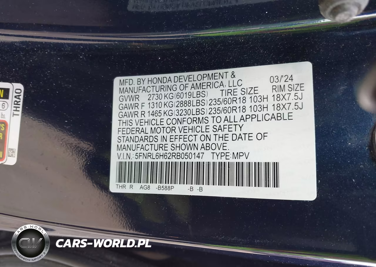 2024 Honda Odyssey Ex-L VIN:5FNRL6H62RB050147 - 9