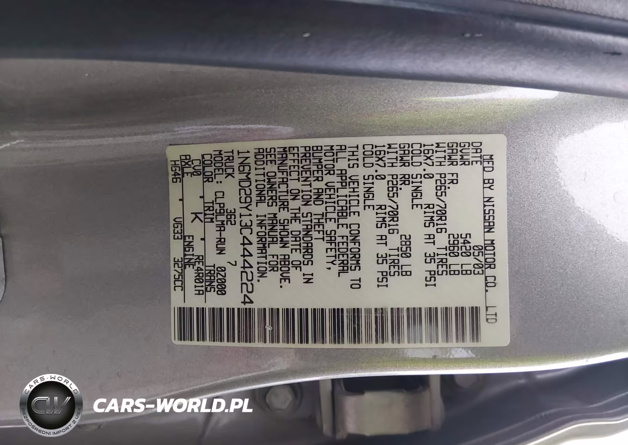2003 Nissan Frontier Sve-V6 VIN:1N6MD29Y13C444224 - 9