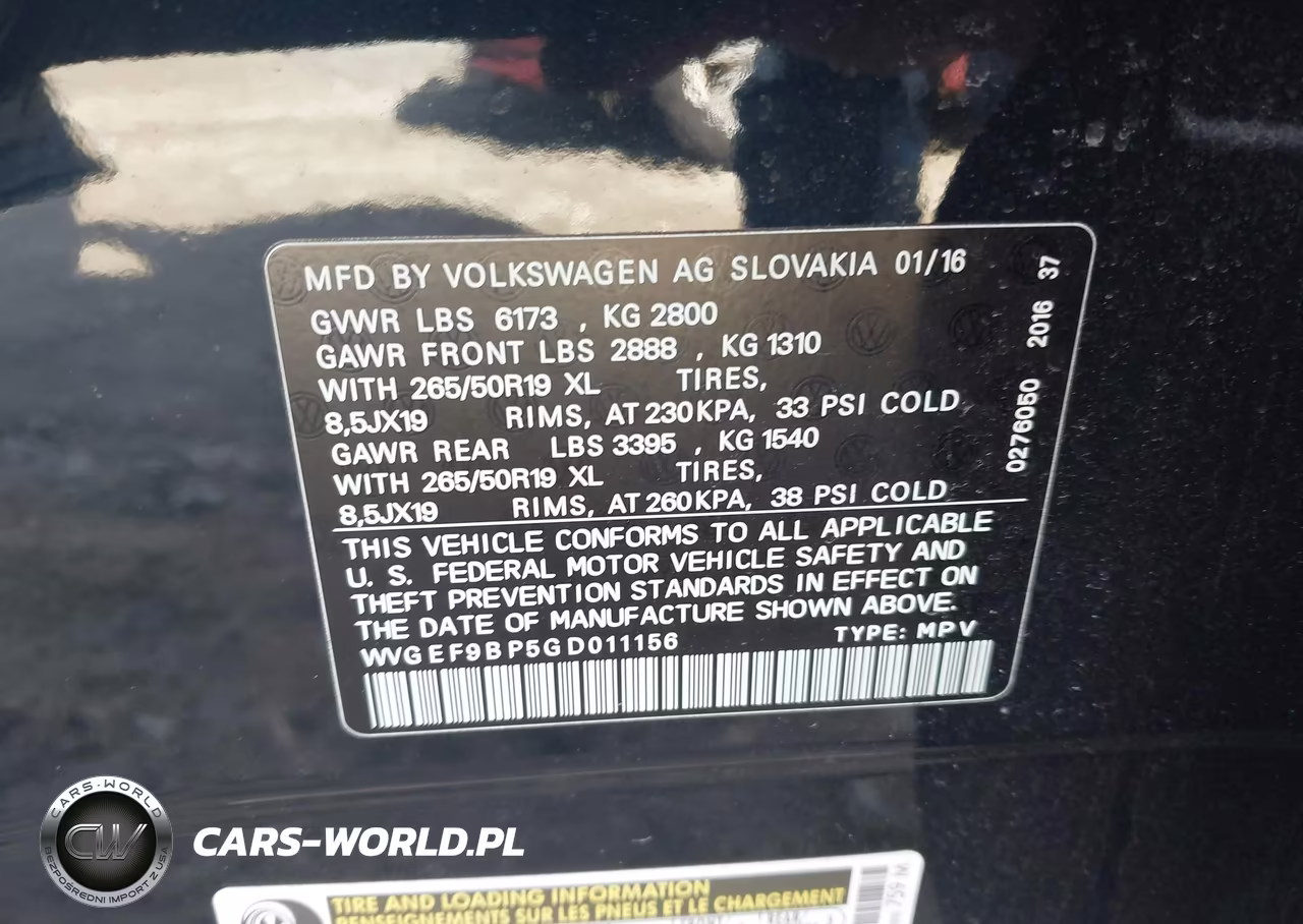2016 Volkswagen Touareg Vr6 Lux VIN:WVGEF9BP5GD011156 - 9
