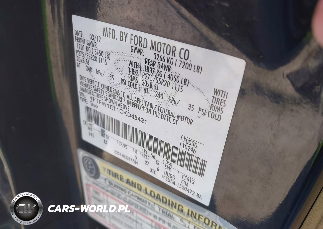 2012 Ford F-150 Lariat VIN:1FTFW1ET1CKD45421 - 9