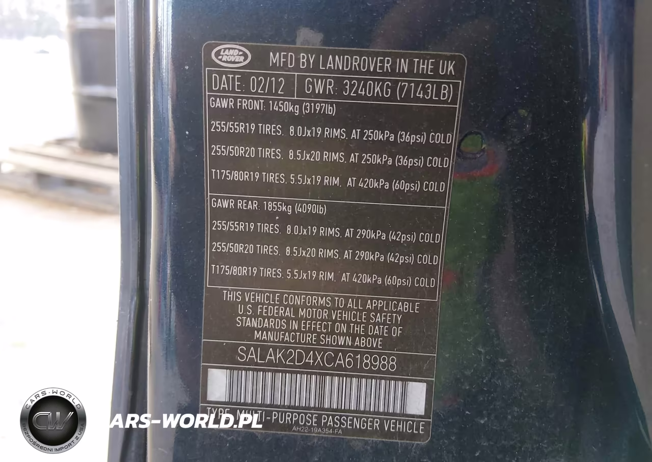 2012 Land Rover Lr4 VIN:SALAK2D4XCA618988 - 9