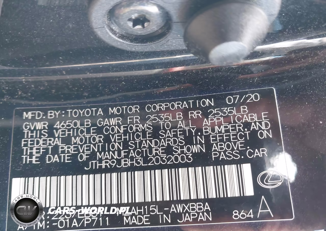 2020 Lexus Ux 250H F Sport VIN:JTHR9JBH3L2032003 - 9