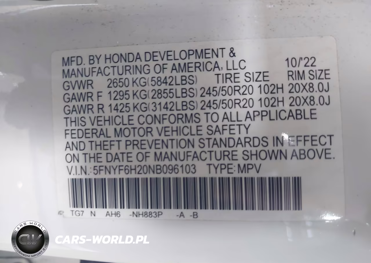 2022 Honda Pilot Awd Special Edition VIN:5FNYF6H20NB096103 - 9