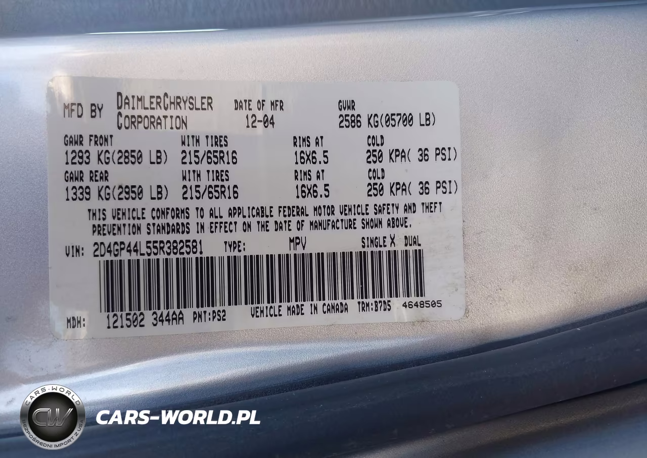 2005 Dodge Grand Caravan Sxt VIN:2D4GP44L55R382581 - 9
