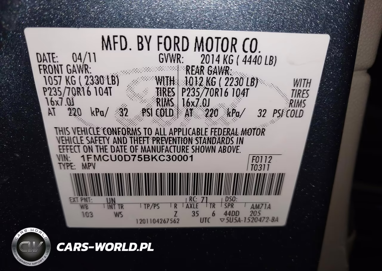 2011 Ford Escape Xlt VIN:1FMCU0D75BKC30001 - 9