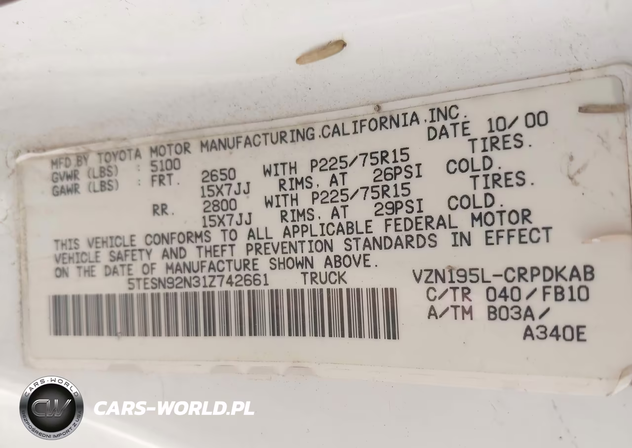 2001 Toyota Tacoma Prerunner V6 VIN:5TESN92N31Z742661 - 9