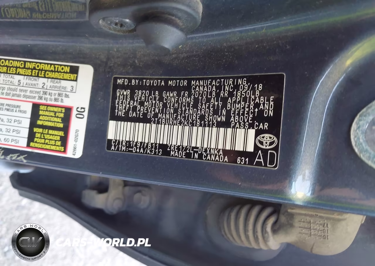 2019 Toyota Corolla Le VIN:2T1BURHE2KC181113 - 9