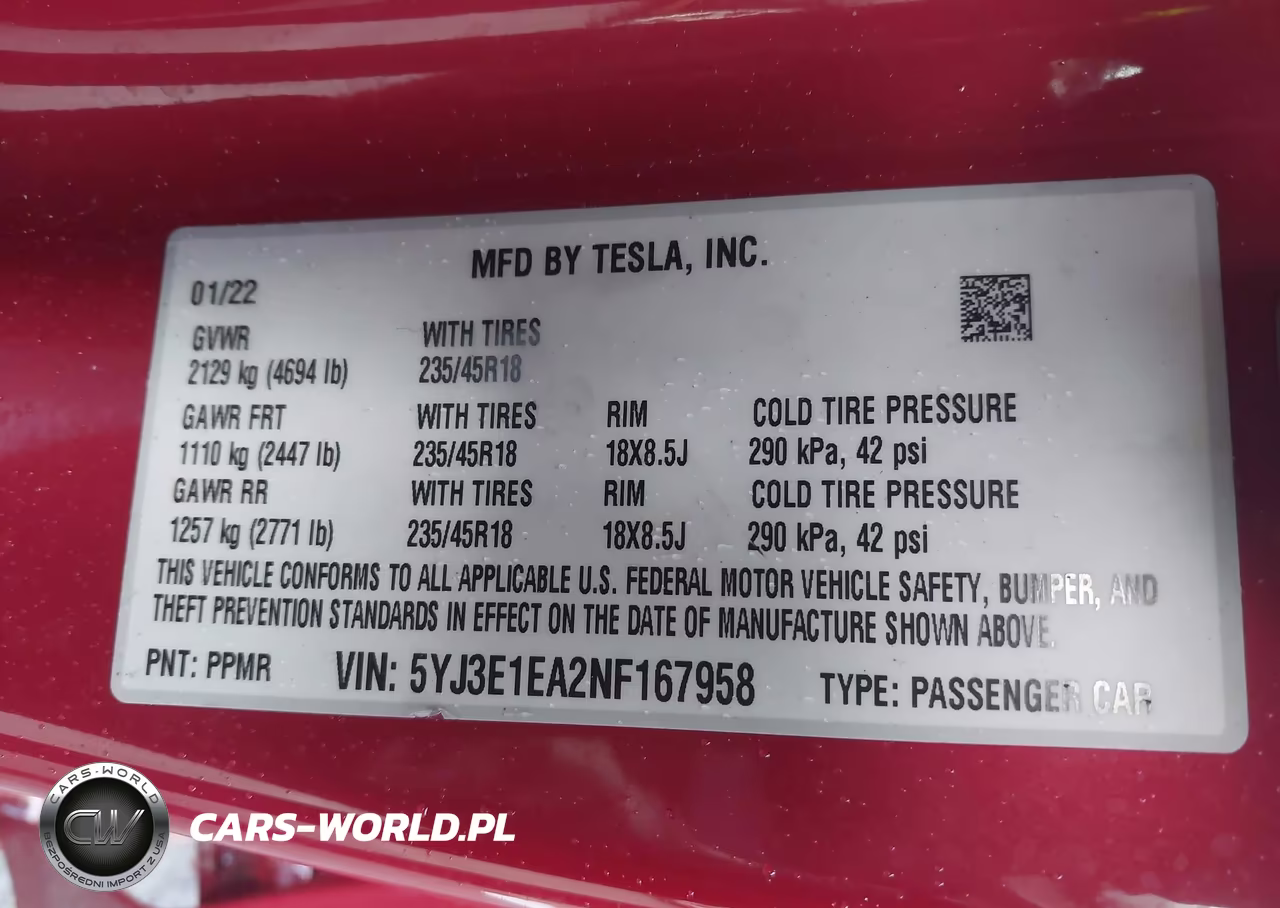 2022 Tesla Model 3 Rear-Wheel Drive VIN:5YJ3E1EA2NF167958 - 9