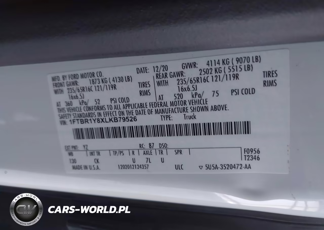 2020 Ford Transit-250 VIN:1FTBR1Y8XLKB79526 - 9