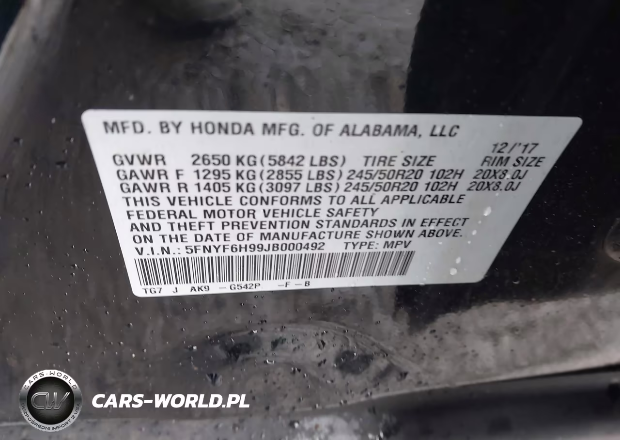 2018 Honda Pilot Touring VIN:5FNYF6H99JB000492 - 9