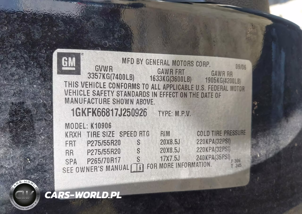 2007 GMC Yukon Xl 1500 Denali VIN:1GKFK66817J250926 - 9