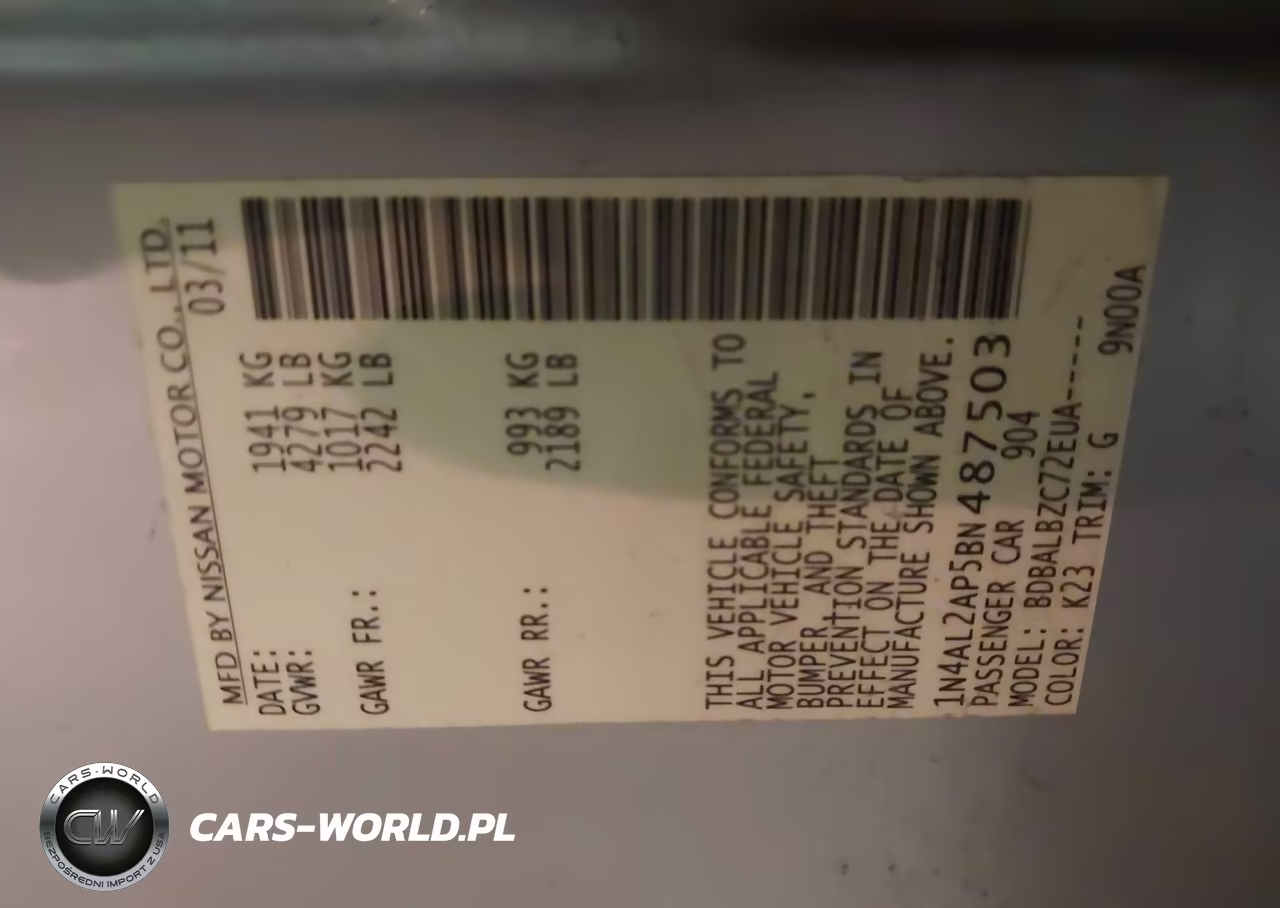 2011 Nissan Altima 2.5 S VIN:1N4AL2AP5BN487503 - 9
