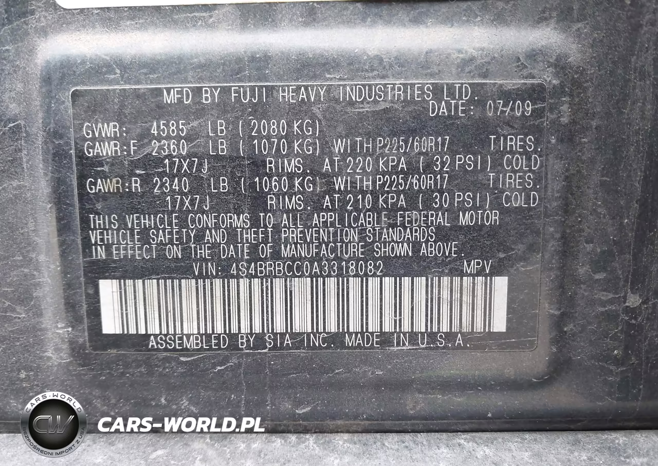 2010 Subaru Outback 2.5I Premium VIN:4S4BRBCC0A3318082 - 9