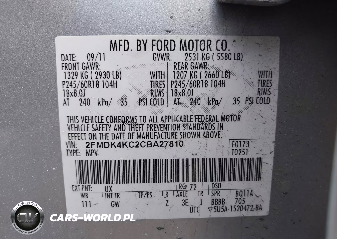 2012 Ford Edge Limited VIN:2FMDK4KC2CBA27810 - 9