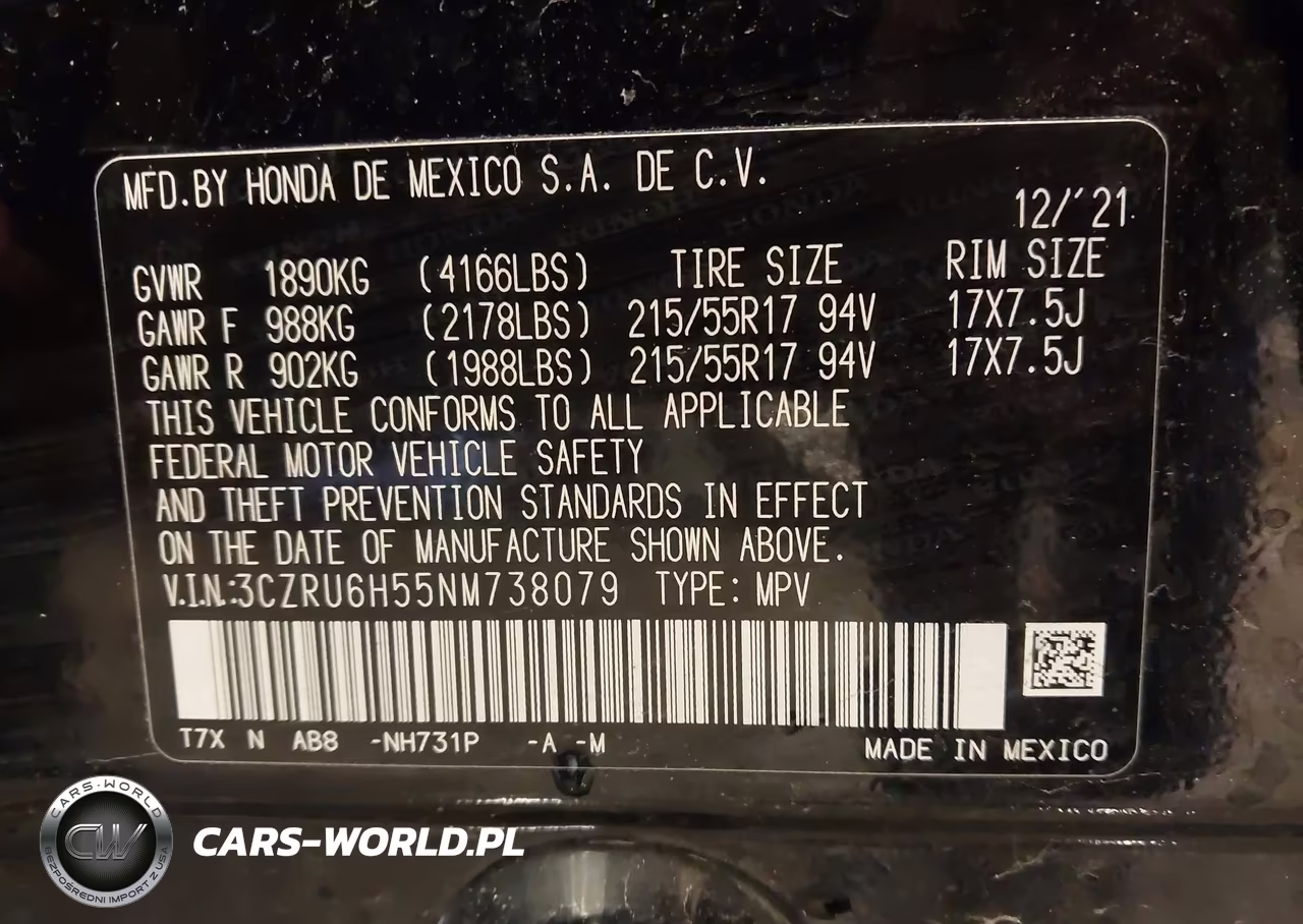 2022 Honda Hr-V Awd Ex VIN:3CZRU6H55NM738079 - 9