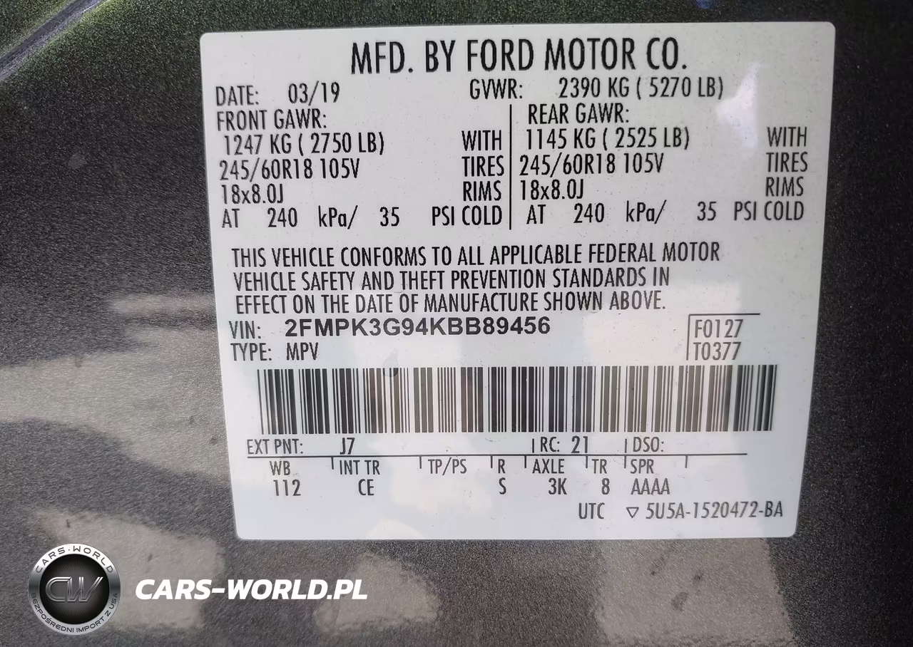2019 Ford Edge Se VIN:2FMPK3G94KBB89456 - 9