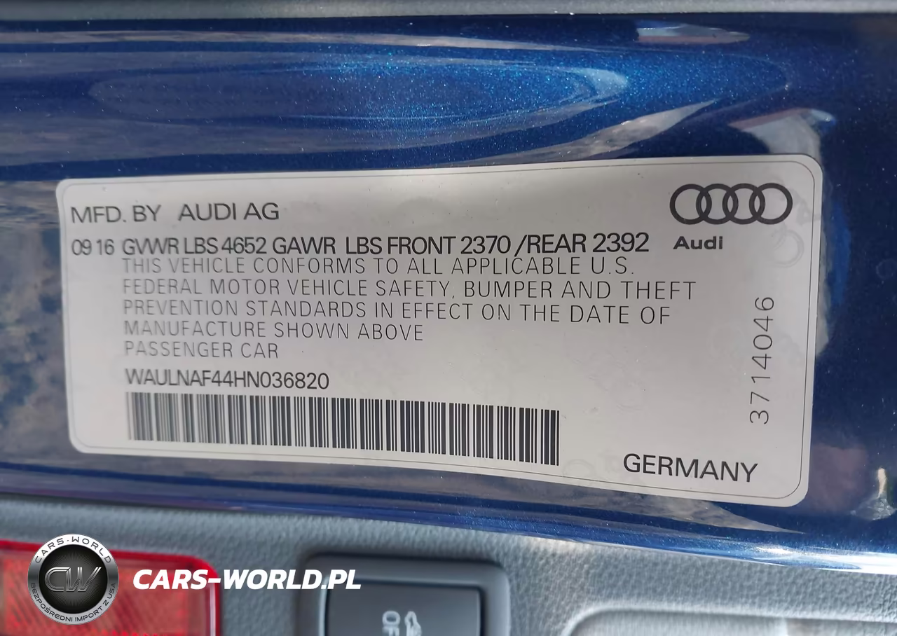 2017 Audi A4 2.0T Premium VIN:WAULNAF44HN036820 - 9