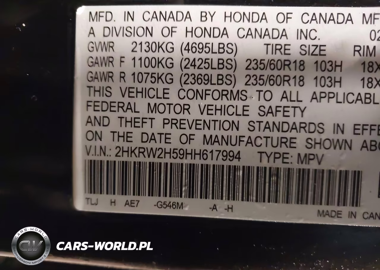 2017 Honda Cr-V Ex VIN:2HKRW2H59HH617994 - 9