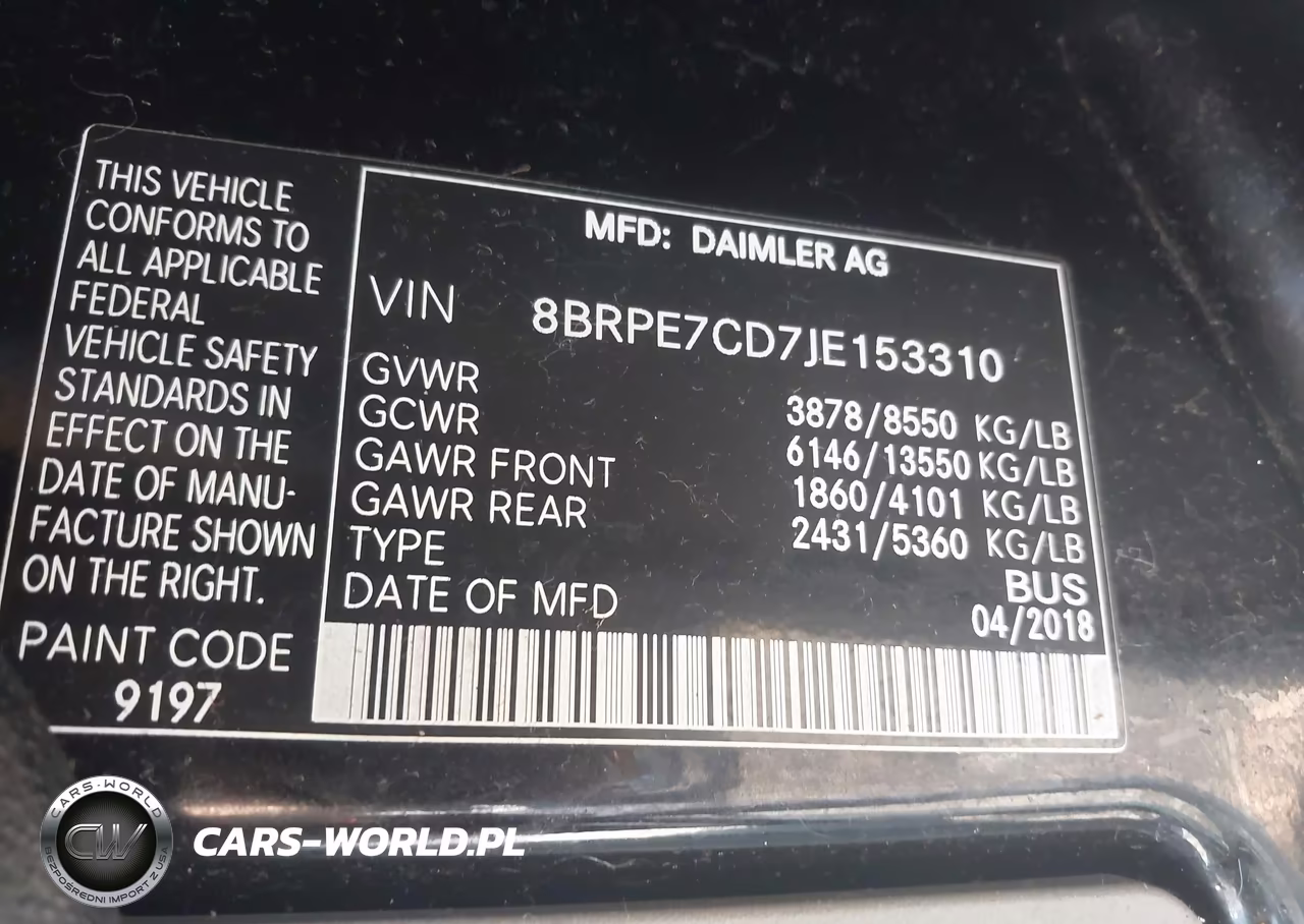 2018 Mercedes-Benz Sprinter 2500 Standard Roof V6 VIN:8BRPE7CD7JE153310 - 9