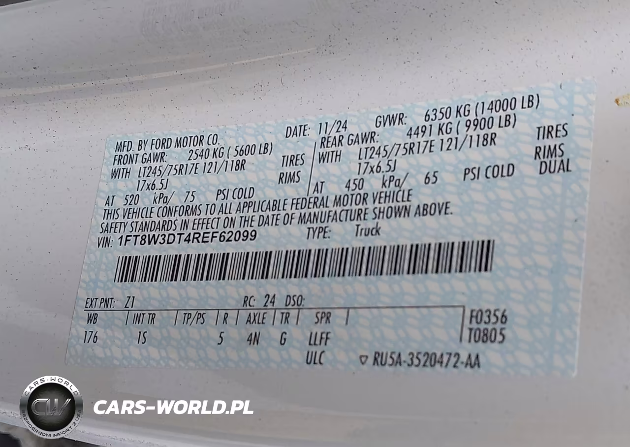2024 Ford F-350 Xl VIN:1FT8W3DT4REF62099 - 9