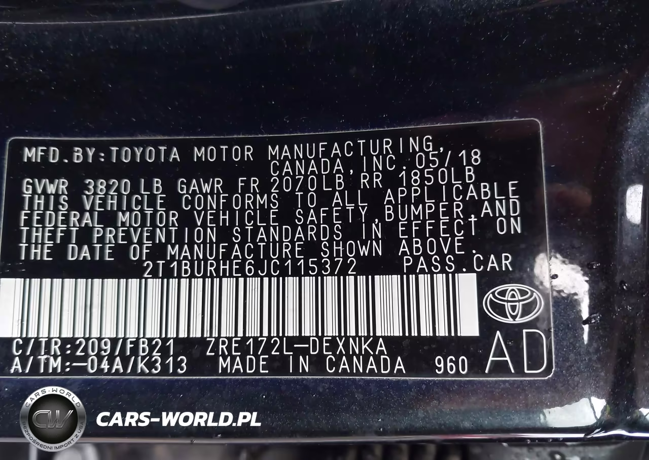 2018 Toyota Corolla Le VIN:2T1BURHE6JC115372 - 9