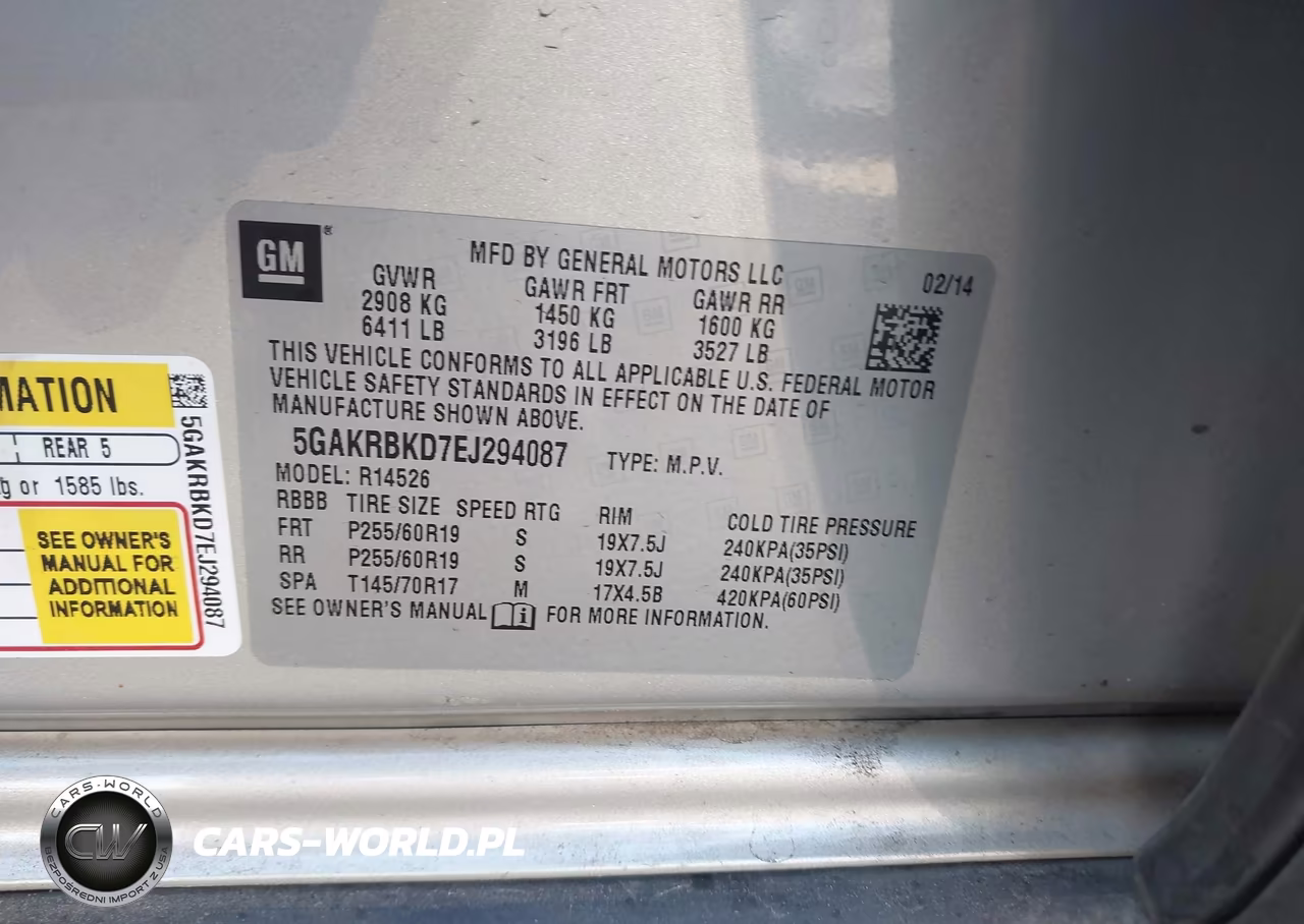 2014 Buick Enclave Leather VIN:5GAKRBKD7EJ294087 - 9