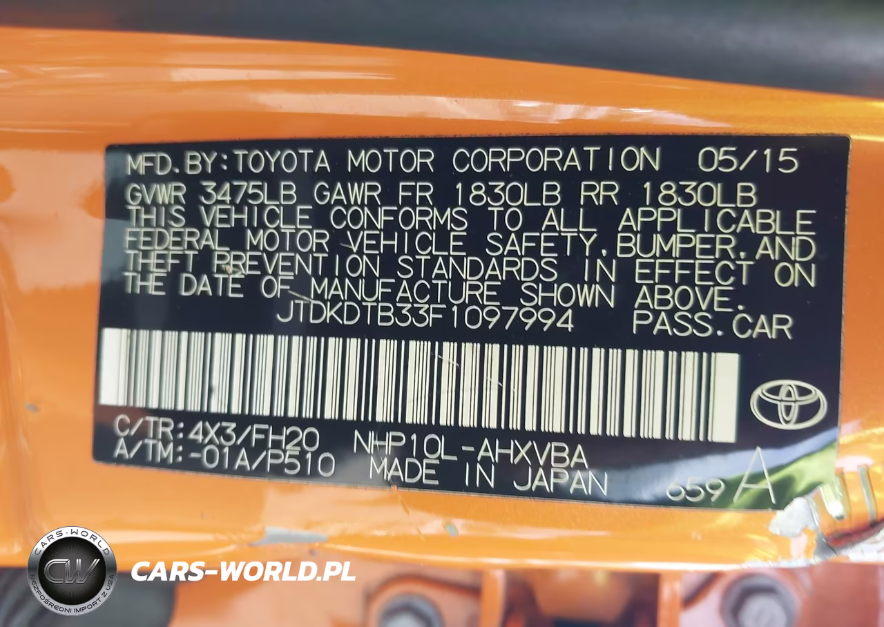 2015 Toyota Prius C One VIN:JTDKDTB33F1097994 - 9