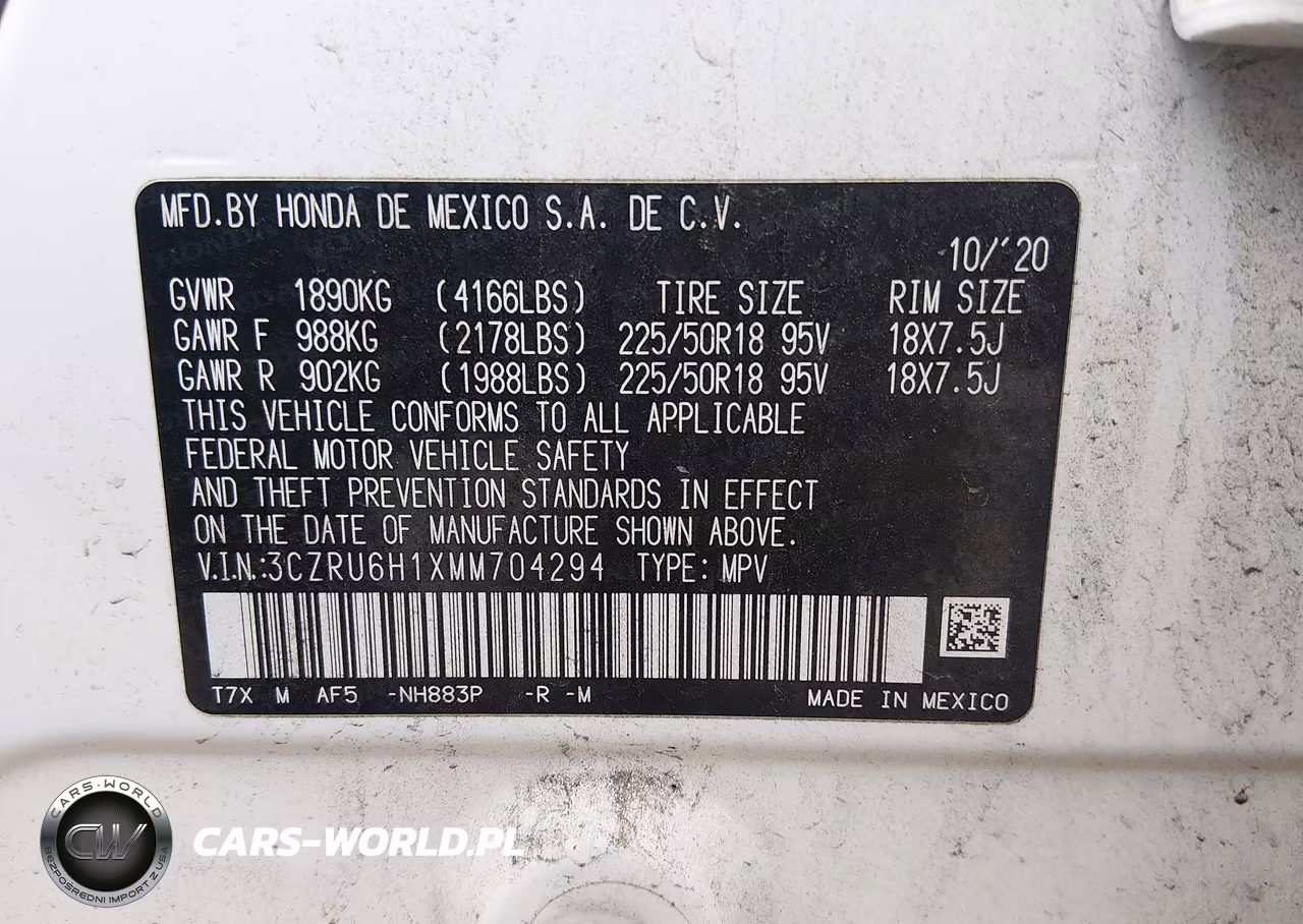 2021 Honda Hr-V Awd Sport VIN:3CZRU6H1XMM704294 - 9